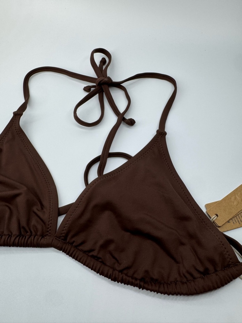 Skims Recycled Swim Triangle Top NWT Cocoa Large - Picture 3 of 7